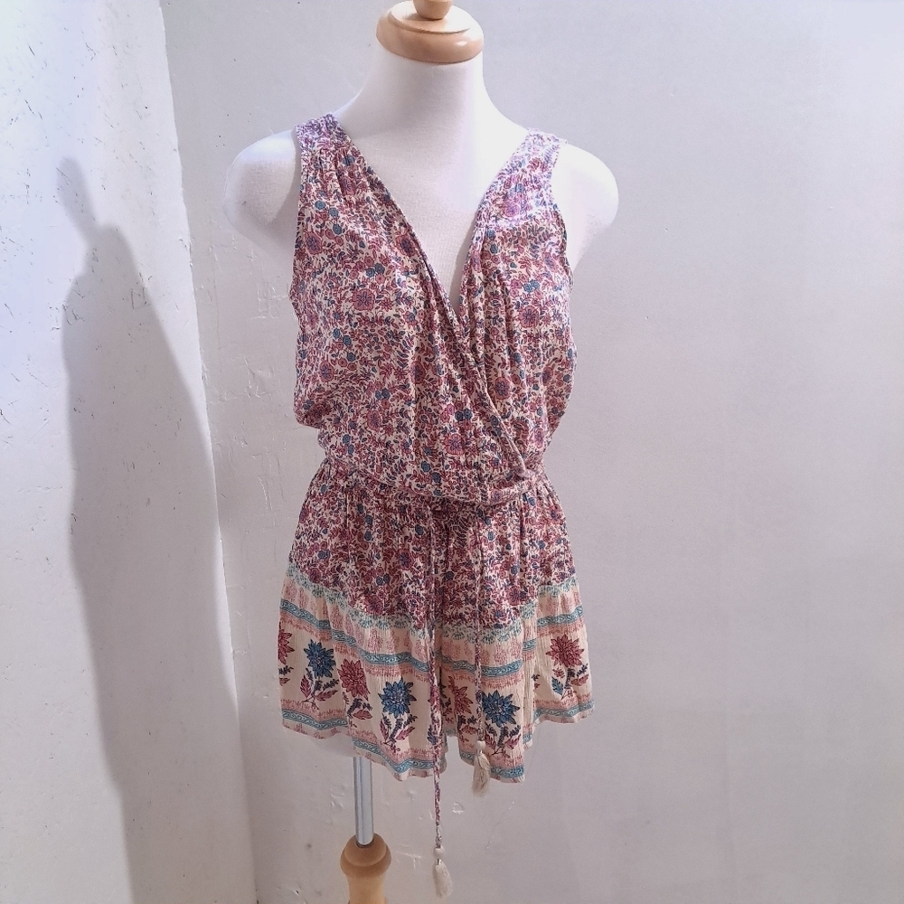 American Eagle | Colorful floral boho romper with tassels *missing clasp*